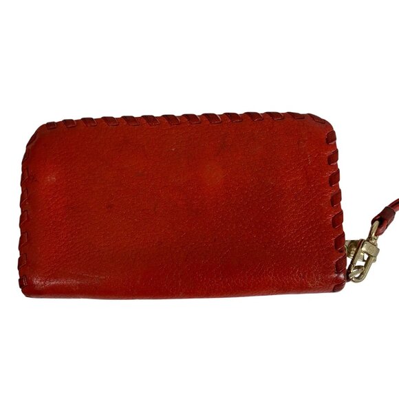 Tory Burch Red Pebbled Leather Zip Around Large Continental Wallet Wristlet - Picture 7 of 11